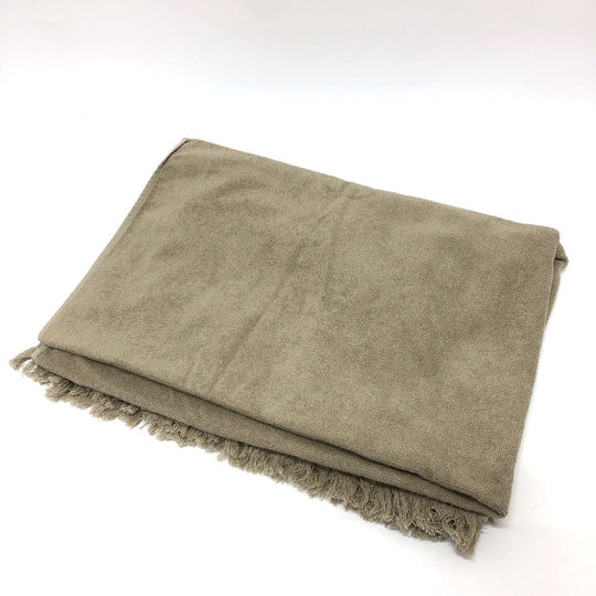 HERMES towel cotton gray fringe Yachting logo Women Used Authentic