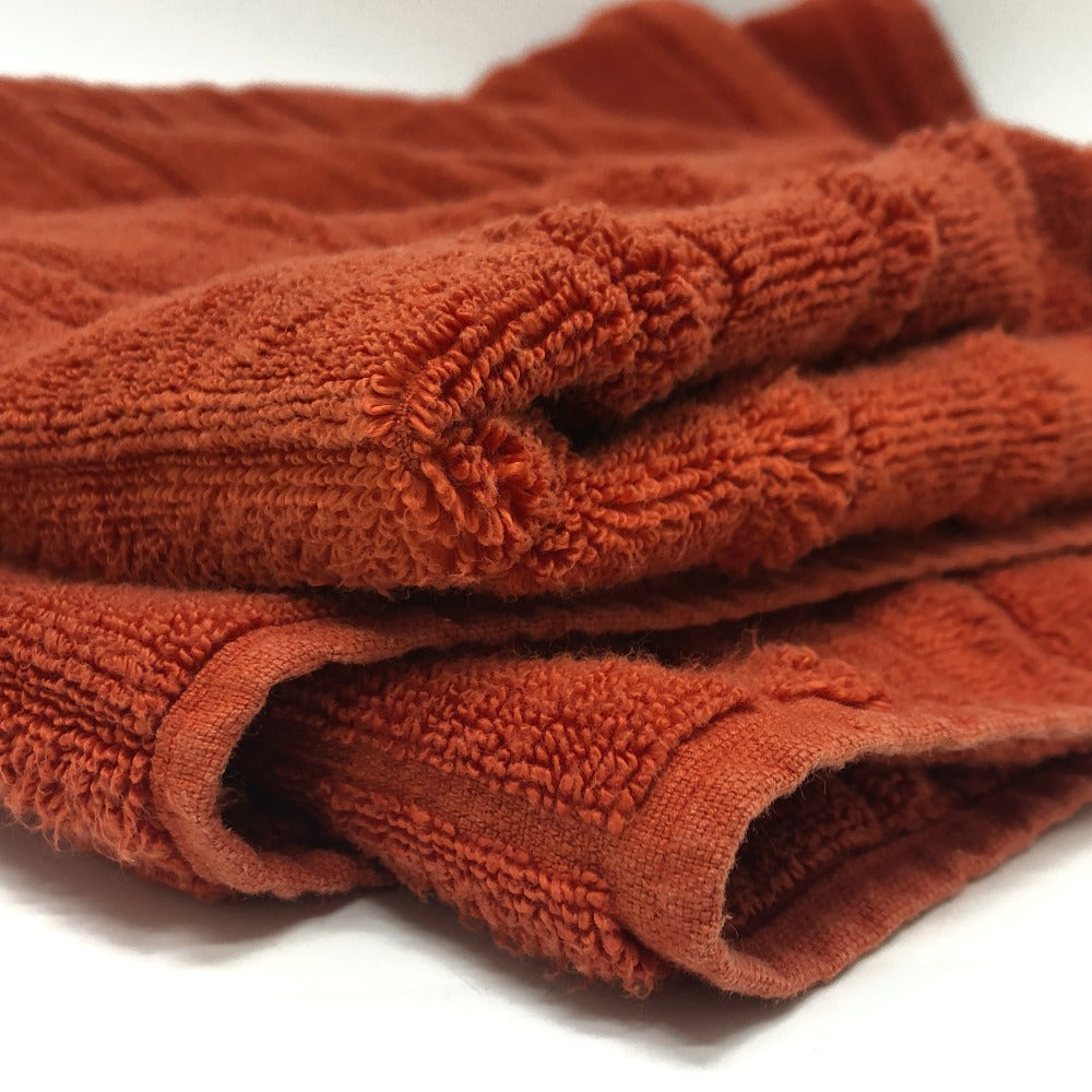 HERMES towel cotton Orange labyrinth Women Used Authentic