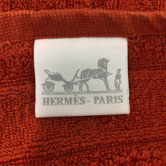 HERMES towel cotton Orange labyrinth Women Used Authentic