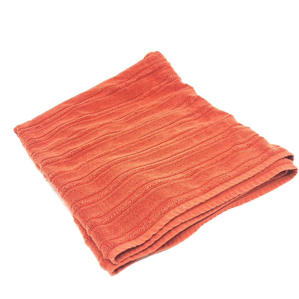 HERMES towel cotton Orange labyrinth Women Used Authentic