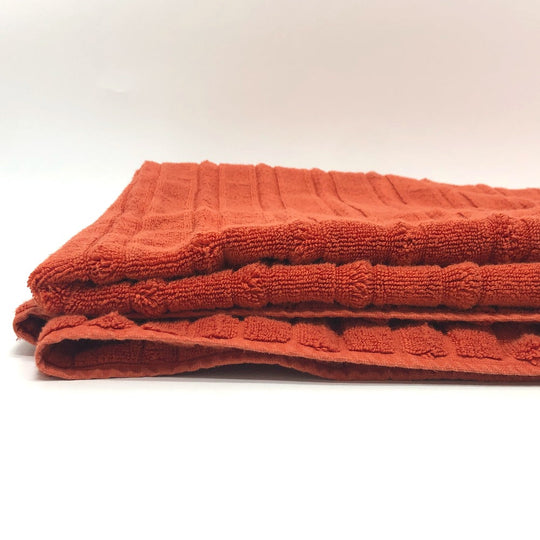 HERMES towel cotton Orange labyrinth Women Used Authentic