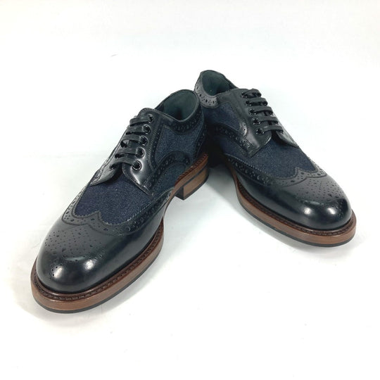 LOUIS VUITTON Dress shoes Leather, Denim Navy denim mens 5 Used Authentic
