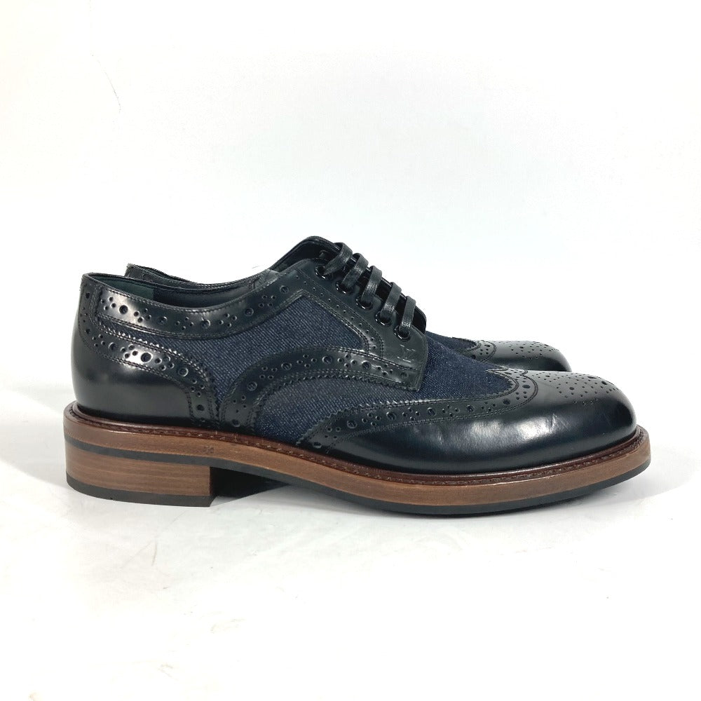 LOUIS VUITTON Dress shoes Leather, Denim Navy denim mens 5 Used Authentic