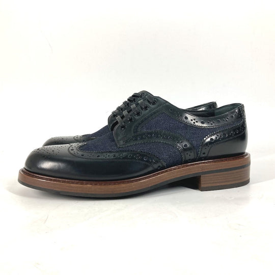 LOUIS VUITTON Dress shoes Leather, Denim Navy denim mens 5 Used Authentic