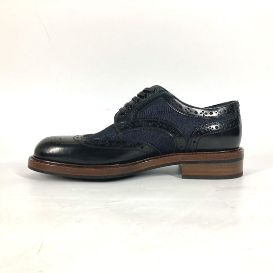 LOUIS VUITTON Dress shoes Leather, Denim Navy denim mens 5 Used Authentic