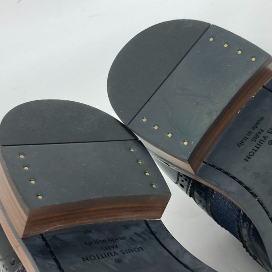 LOUIS VUITTON Dress shoes Leather, Denim Navy denim mens 5 Used Authentic