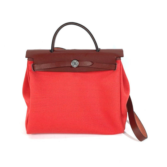 HERMES Shoulder Bag Toile H, Vash Hunter Red With porch Herbag Zip PM