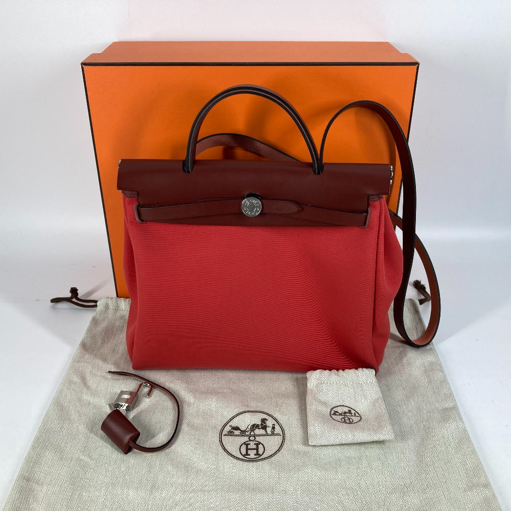 HERMES Shoulder Bag Toile H, Vash Hunter Red With porch Herbag Zip PM