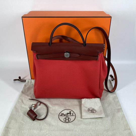 HERMES Shoulder Bag Toile H, Vash Hunter Red With porch Herbag Zip PM