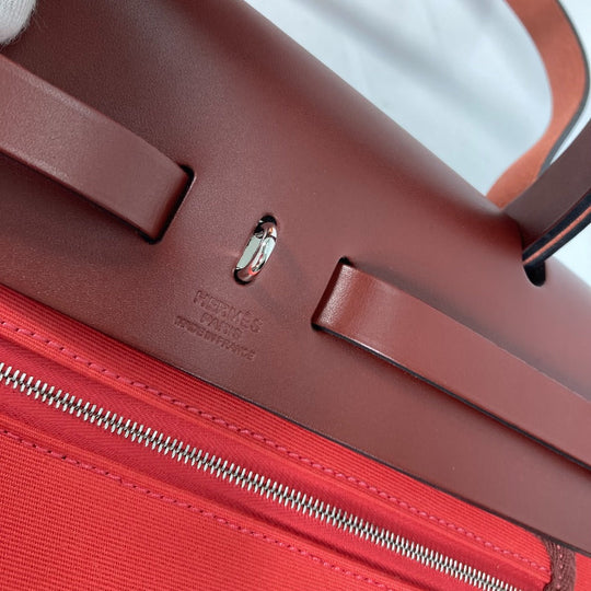 HERMES Shoulder Bag Toile H, Vash Hunter Red With porch Herbag Zip PM