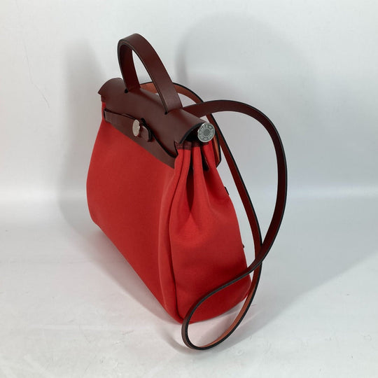 HERMES Shoulder Bag Toile H, Vash Hunter Red With porch Herbag Zip PM