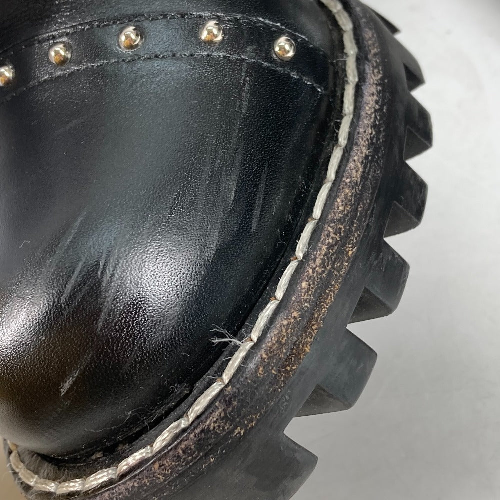 LOUIS VUITTON boots leather black Monogram Studs Women 37 Used Authentic