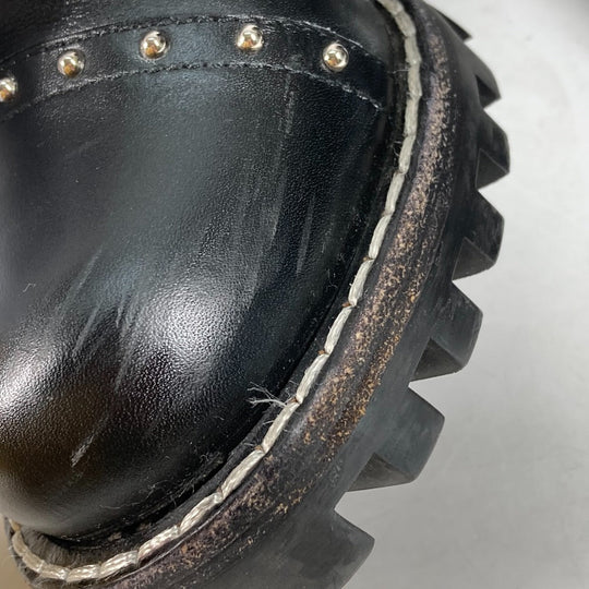 LOUIS VUITTON boots leather black Monogram Studs Women 37 Used Authentic
