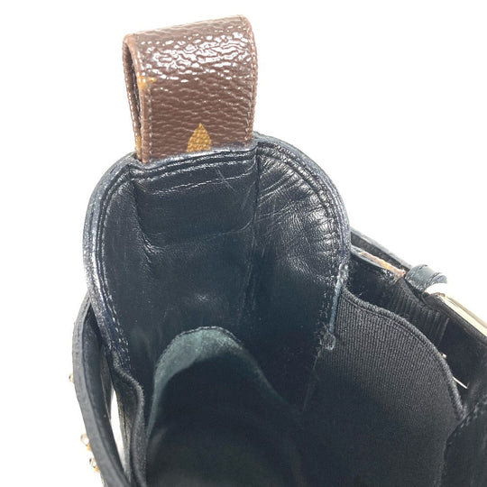 LOUIS VUITTON boots leather black Monogram Studs Women 37 Used Authentic