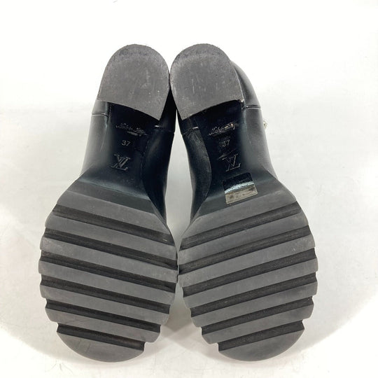 LOUIS VUITTON boots leather black Monogram Studs Women 37 Used Authentic
