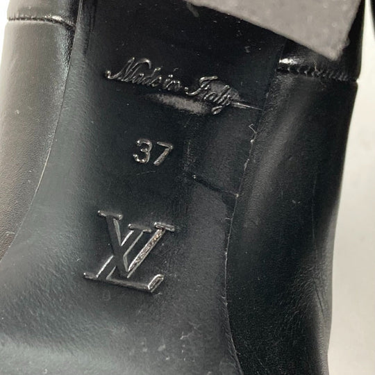 LOUIS VUITTON boots leather black Monogram Studs Women 37 Used Authentic