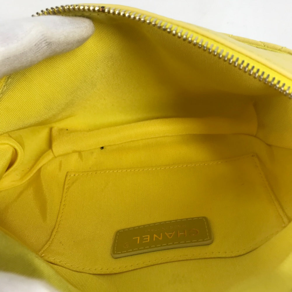 CHANEL Sling bag A57832 lambskin yellow Chain Belt Bag Waist Pouch CC COCO Mark Women Used Authentic