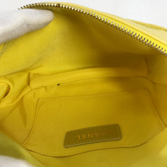CHANEL Sling bag A57832 lambskin yellow Chain Belt Bag Waist Pouch CC COCO Mark Women Used Authentic