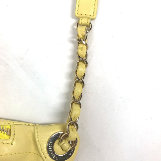 CHANEL Sling bag A57832 lambskin yellow Chain Belt Bag Waist Pouch CC COCO Mark Women Used Authentic
