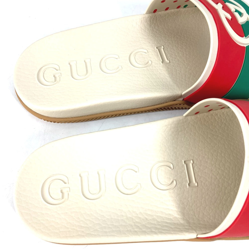 GUCCI Sandals 655265 rubber beige Sherry line GG mens 6 Used Authentic