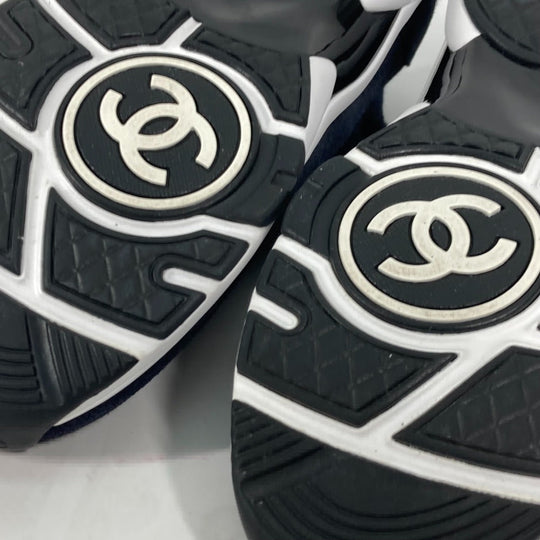 CHANEL sneakers G38750 knit Navy 23B CC COCO Mark Women 39 Used Authentic