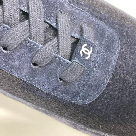 CHANEL sneakers G38750 knit Navy 23B CC COCO Mark Women 39 Used Authentic