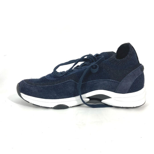 CHANEL sneakers G38750 knit Navy 23B CC COCO Mark Women 39 Used Authentic