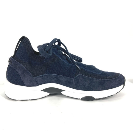 CHANEL sneakers G38750 knit Navy 23B CC COCO Mark Women 39 Used Authentic