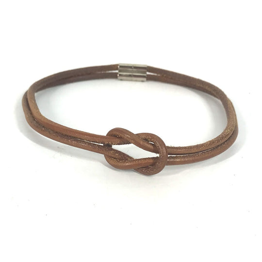 HERMES choker leather Brown Necklace Accessories Herculed