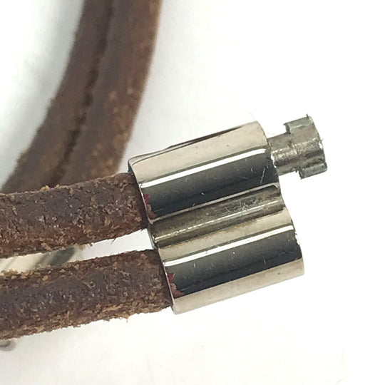 HERMES choker leather Brown Necklace Accessories Herculed