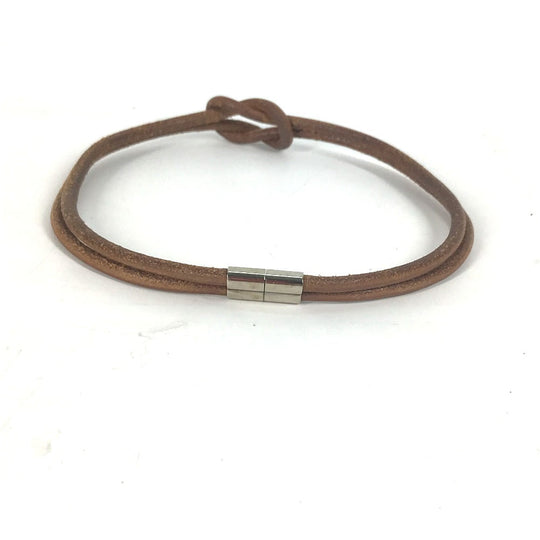 HERMES choker leather Brown Necklace Accessories Herculed
