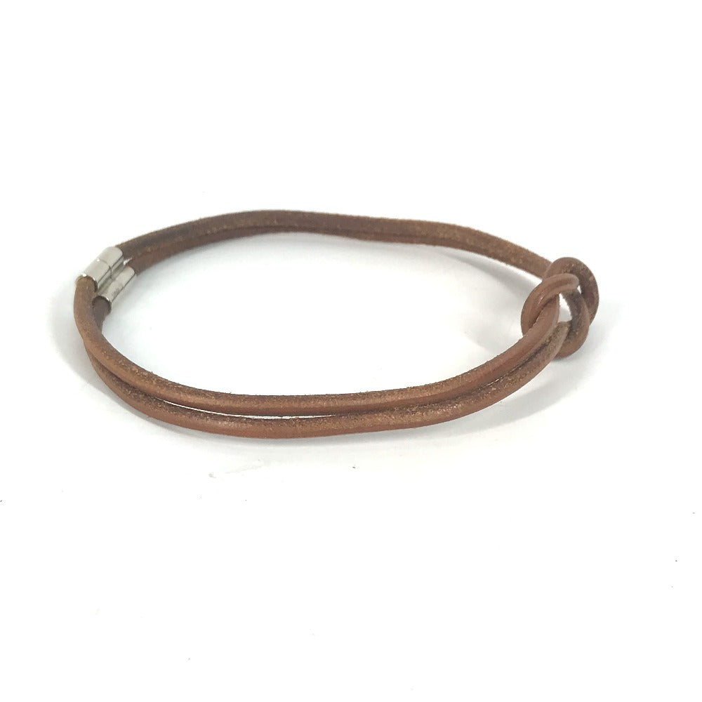 HERMES choker leather Brown Necklace Accessories Herculed