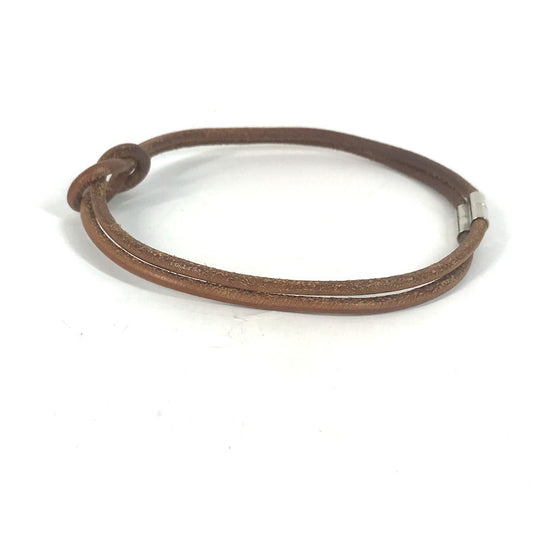 HERMES choker leather Brown Necklace Accessories Herculed