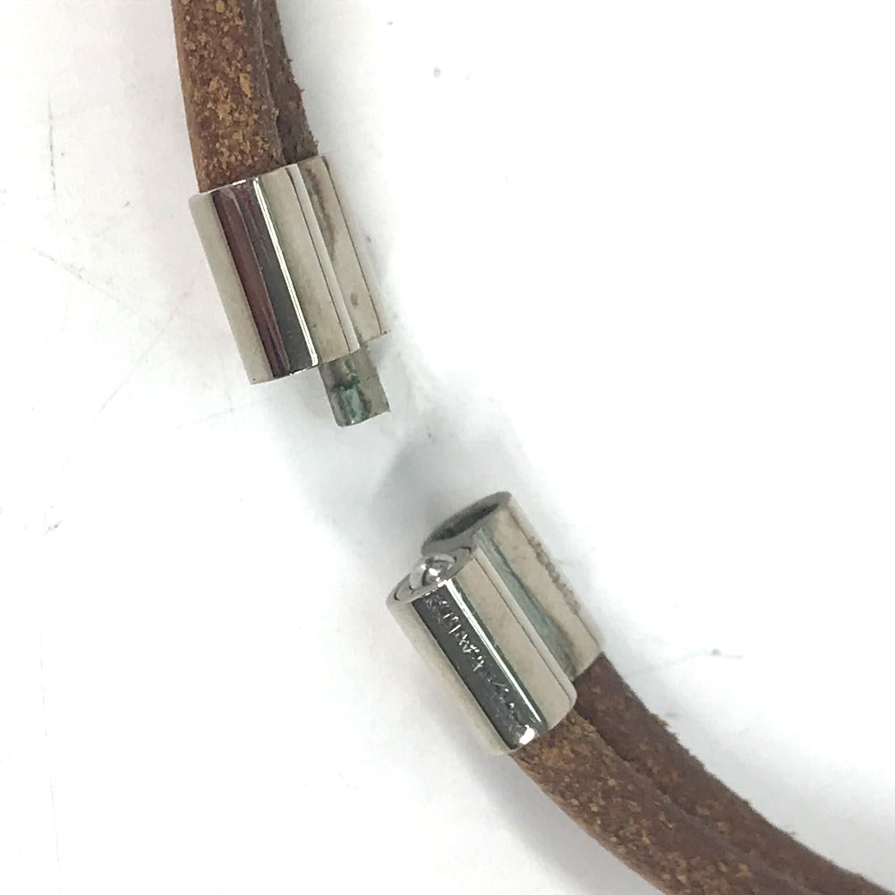 HERMES choker leather Brown Necklace Accessories Herculed