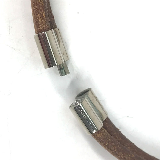 HERMES choker leather Brown Necklace Accessories Herculed