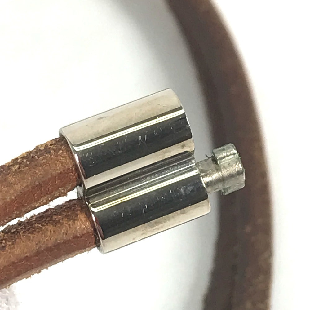 HERMES choker leather Brown Necklace Accessories Herculed