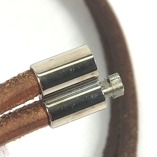 HERMES choker leather Brown Necklace Accessories Herculed