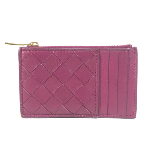 BOTTEGAVENETA Coin case leather purple Fragment case INTRECCIATO Women Used Authentic