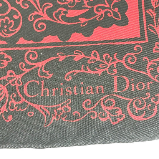 Dior scarf silk black logo paisley Women Used Authentic