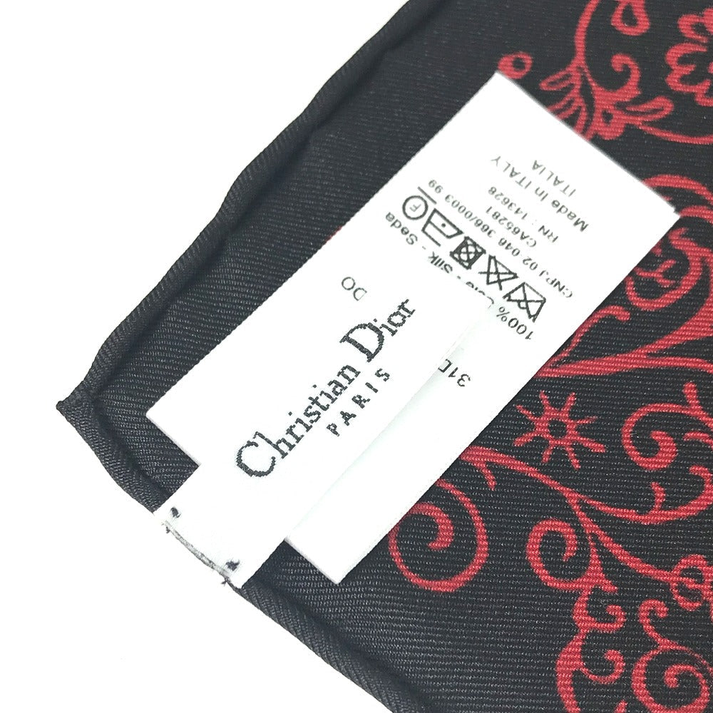 Dior scarf silk black logo paisley Women Used Authentic
