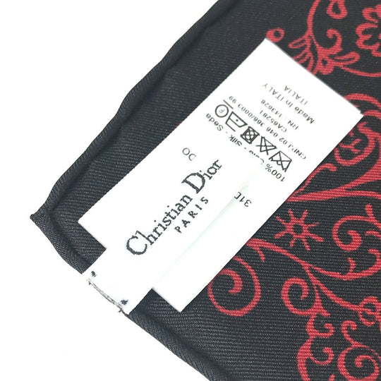 Dior scarf silk black logo paisley Women Used Authentic