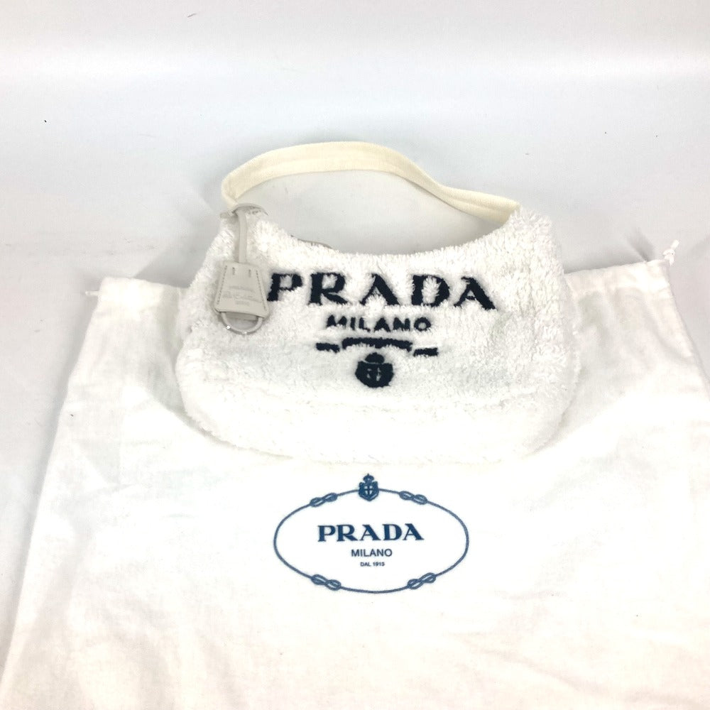 PRADA Tote Bag 1NE515 fabric white terry mini Re-Edition 2000 SPUGNA logo bag Women Used Authentic