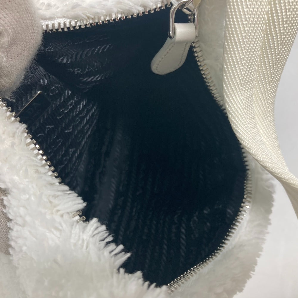 PRADA Tote Bag 1NE515 fabric white terry mini Re-Edition 2000 SPUGNA logo bag Women Used Authentic