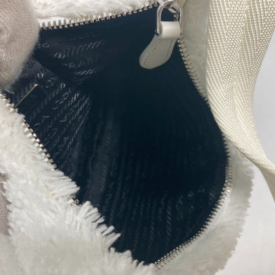 PRADA Tote Bag 1NE515 fabric white terry mini Re-Edition 2000 SPUGNA logo bag Women Used Authentic