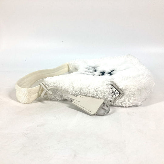 PRADA Tote Bag 1NE515 fabric white terry mini Re-Edition 2000 SPUGNA logo bag Women Used Authentic