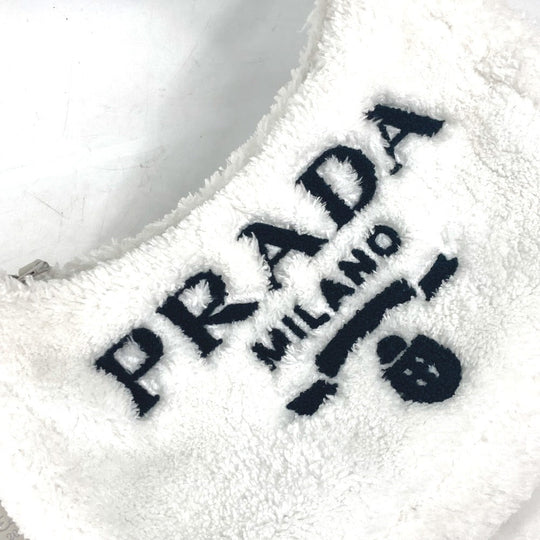 PRADA Tote Bag 1NE515 fabric white terry mini Re-Edition 2000 SPUGNA logo bag Women Used Authentic