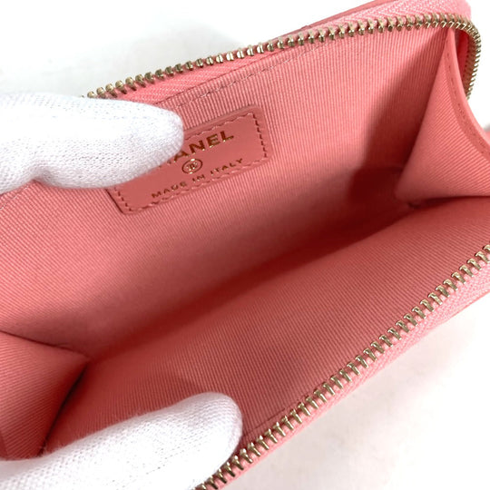 CHANEL Coin case AP3179 Caviar skin pink Matrasse COCO Mark Fragment Case Women Used Authentic