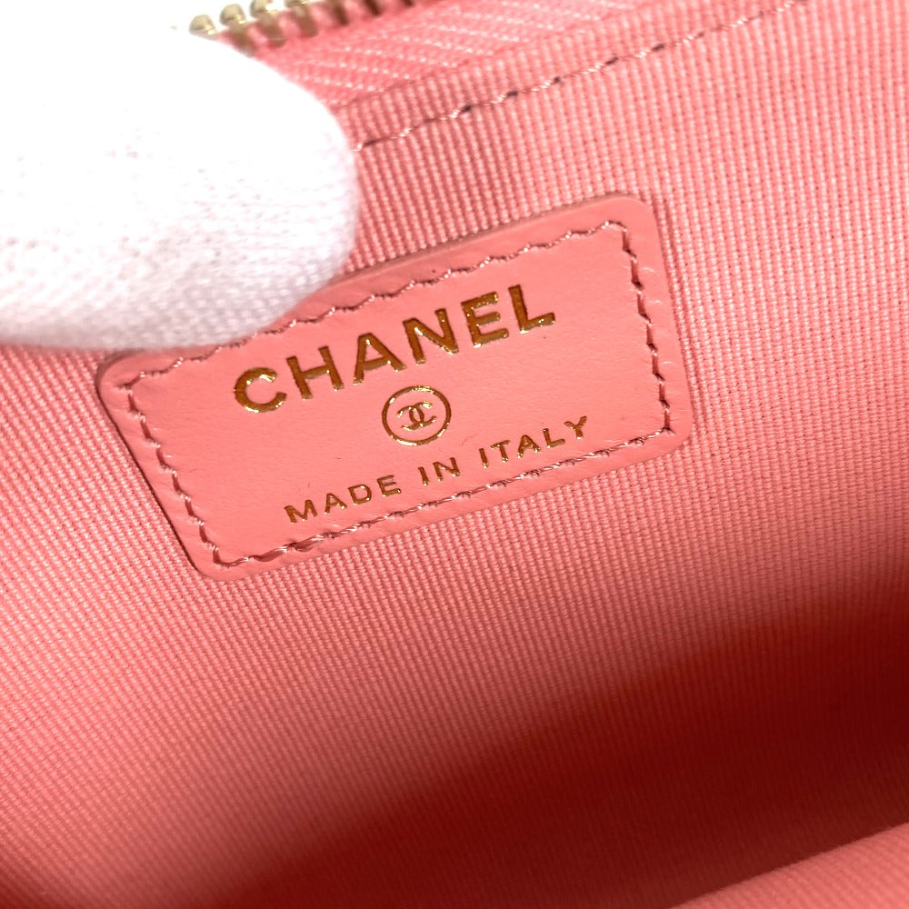 CHANEL Coin case AP3179 Caviar skin pink Matrasse COCO Mark Fragment Case Women Used Authentic