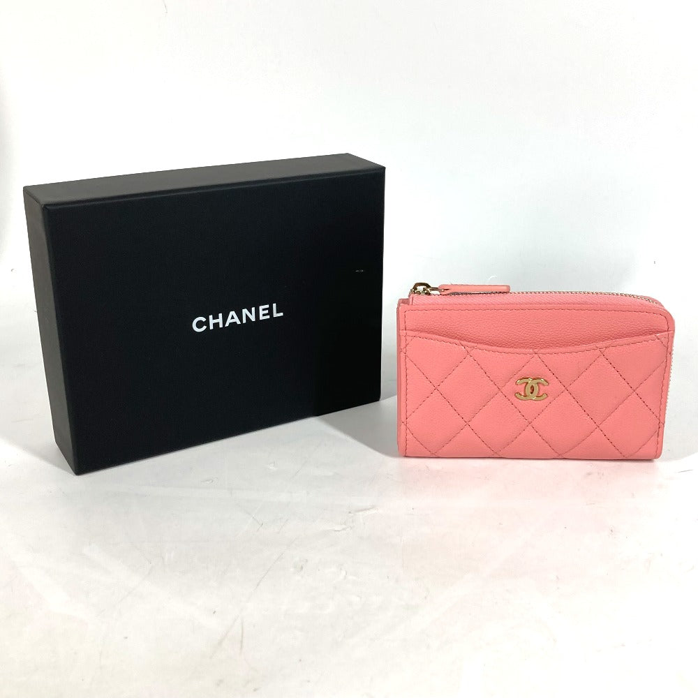 CHANEL Coin case AP3179 Caviar skin pink Matrasse COCO Mark Fragment Case Women Used Authentic
