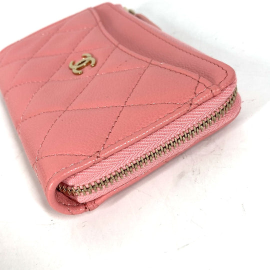 CHANEL Coin case AP3179 Caviar skin pink Matrasse COCO Mark Fragment Case Women Used Authentic